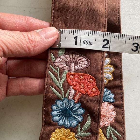 Disney Bambi & Flower Quilted Tote Brown Trim Floral Embroidered Straps - Picture 11 of 11